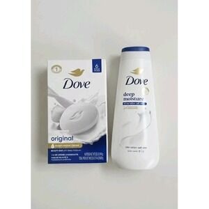 Dove‎ Deep Moisture Body Wash + 6 Bar Soap Pack Lot of 7 New Sealed Skincare